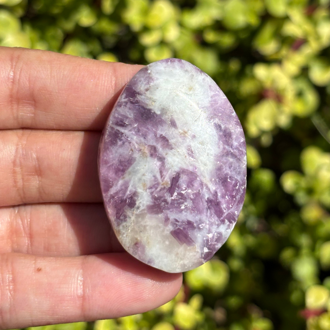 Lepidolite Palm Stone - Flashy