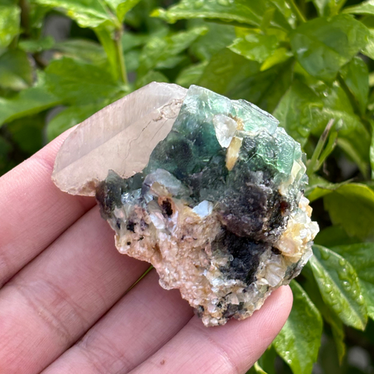 Green & Purple Fluorite, Quartz, Schorl & Muscovite Specimen