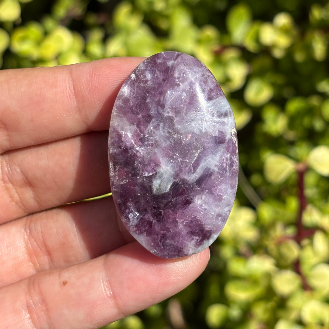 Lepidolite Palm Stone - Flashy