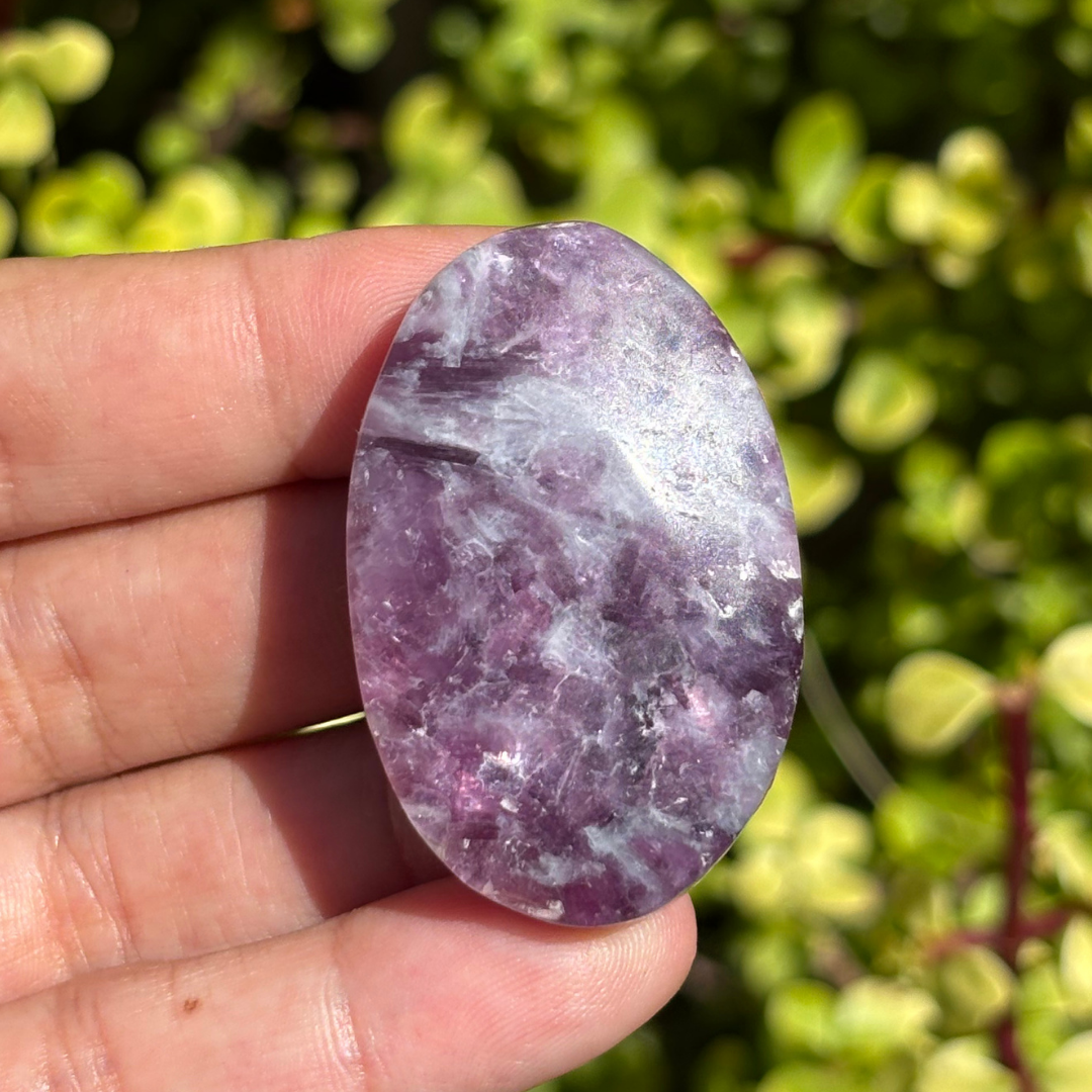 Lepidolite Palm Stone - Flashy