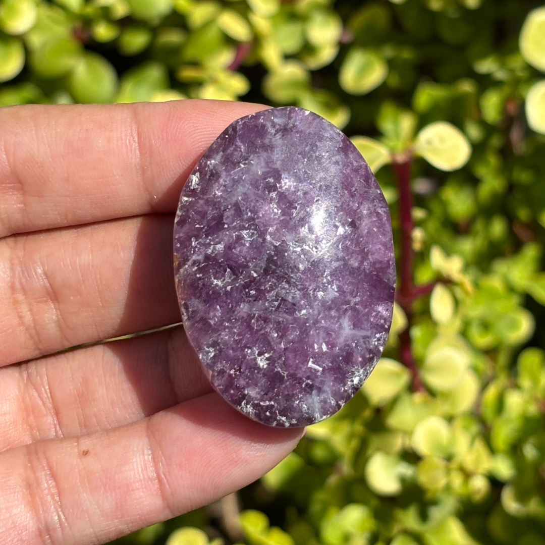 Lepidolite Palm Stone - Flashy