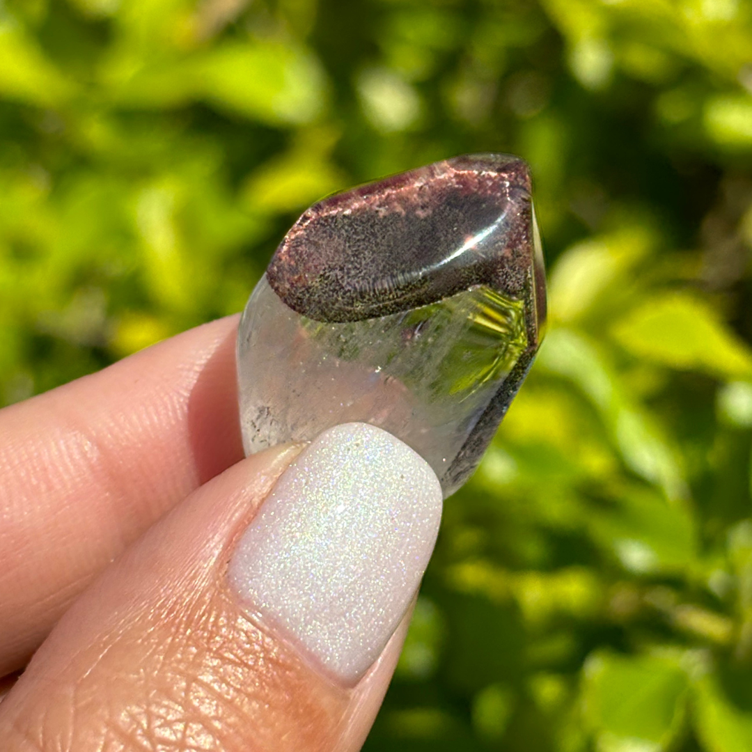 Ishuko Red Hematite Phantom Quartz Point - Polished