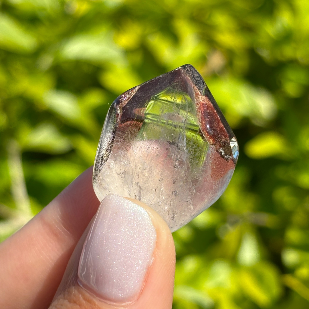 Ishuko Red Hematite Phantom Quartz Point - Polished