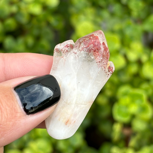 Ishuko Red Hematite Phantom Quartz Point - Polished