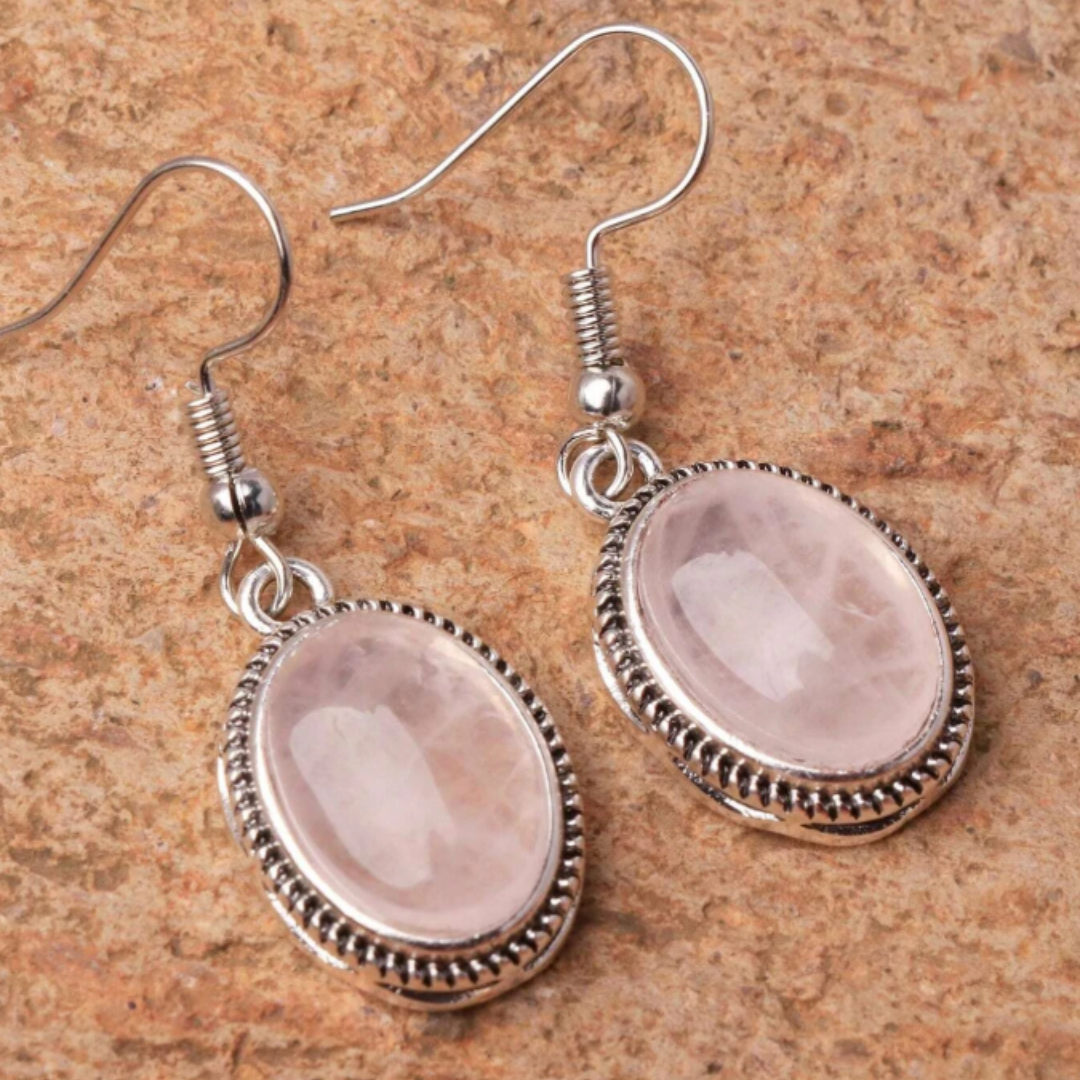 Rose Quartz Oval Earrings