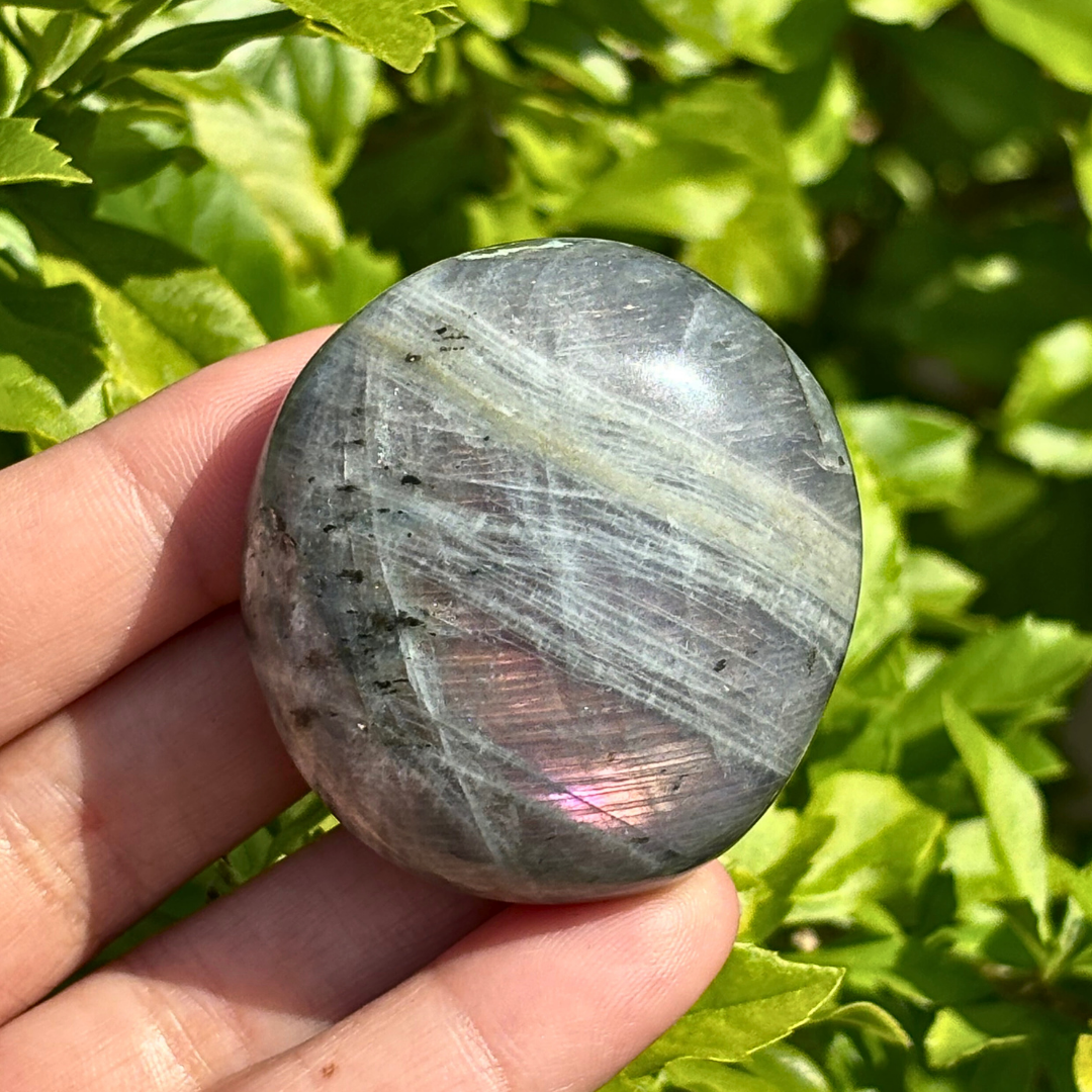 Labradorite Purple Pink Palm Stone