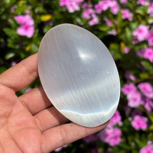 Selenite Palm Stone