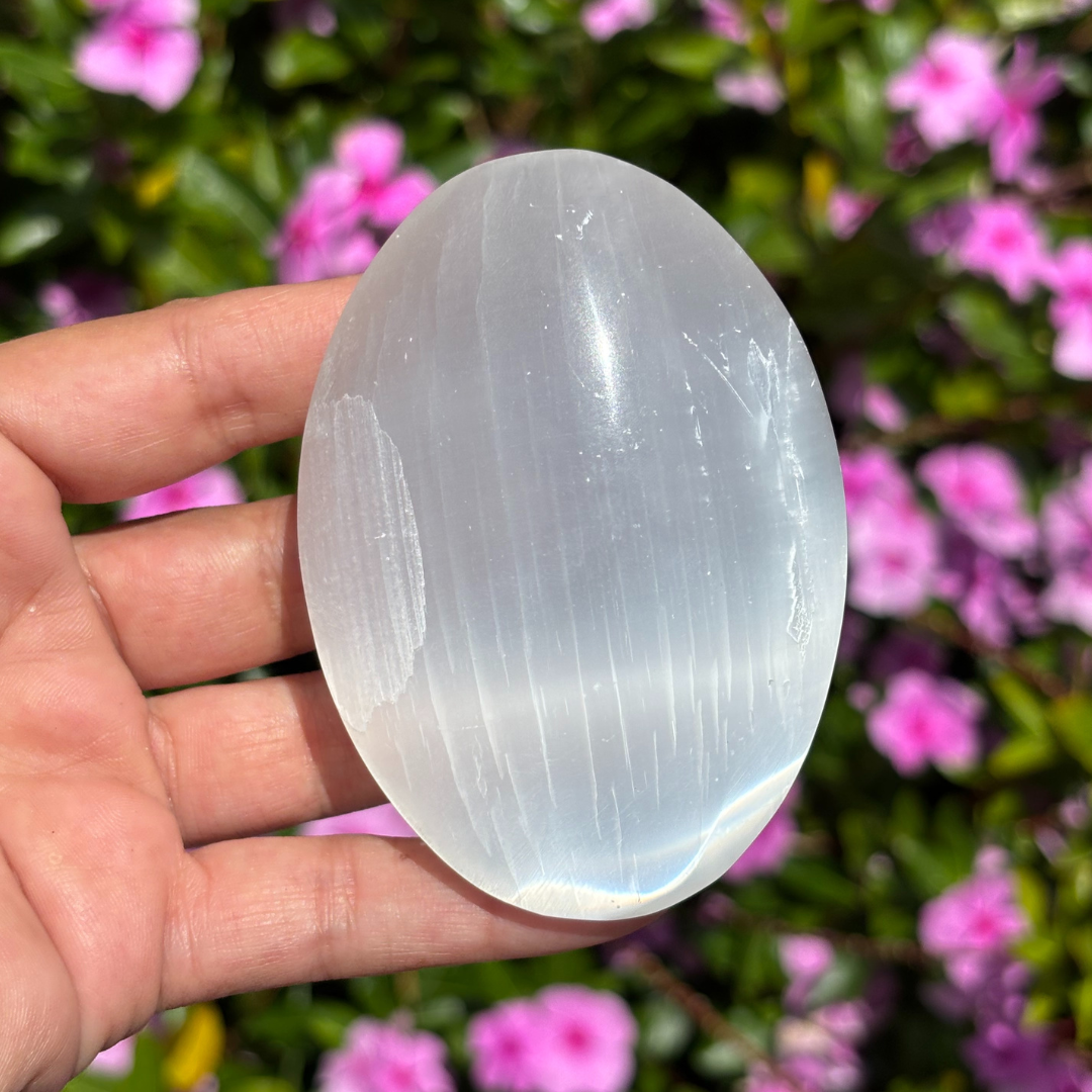 Selenite Palm Stone