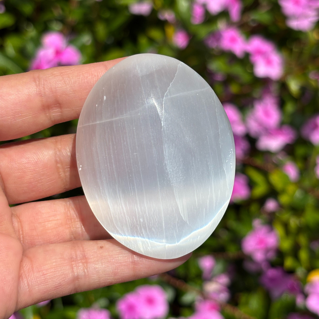 Selenite Palm Stone