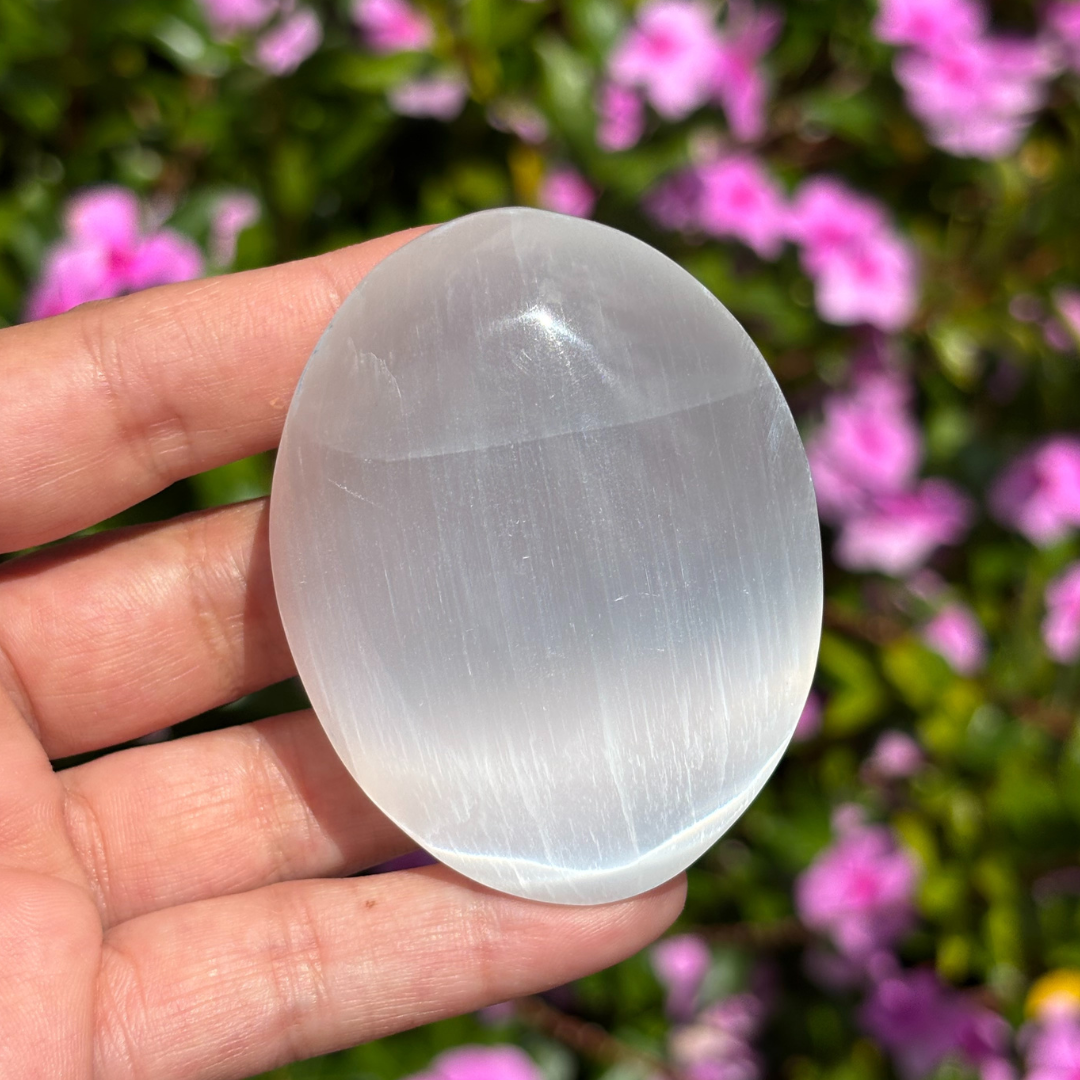 Selenite Palm Stone