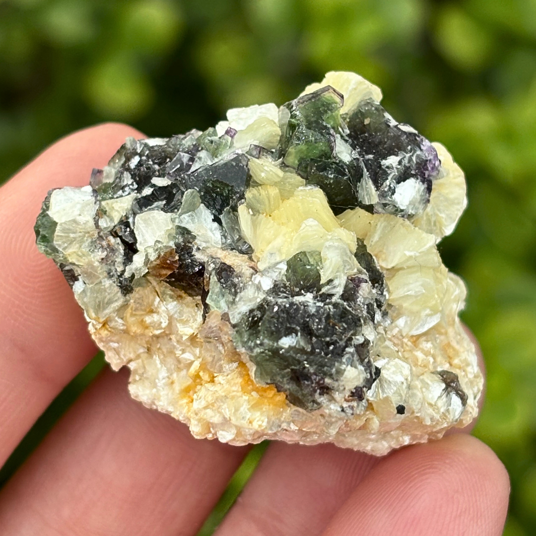 Green Purple Fluorite, Schorl & Muscovite Specimen