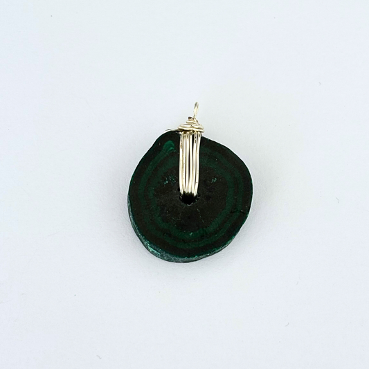 Malachite Stalactite Slice Wire Wrapped Pendant