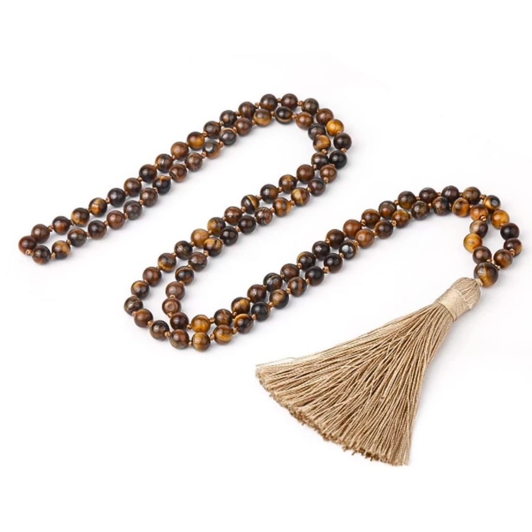 Tigers Eye Knotted Meditation Mala - 108 Beads