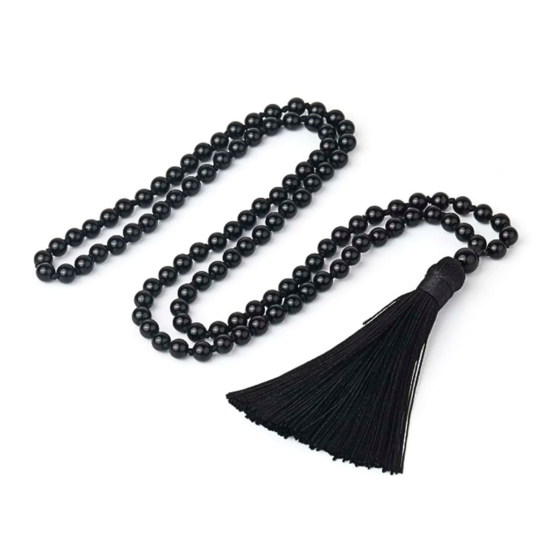 Black Onyx Knotted Meditation Mala - 108 Beads