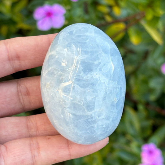 Blue Calcite Large Palm Stone