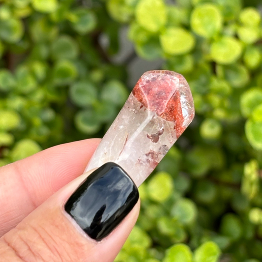 Ishuko Red Hematite Phantom Quartz Point - Polished