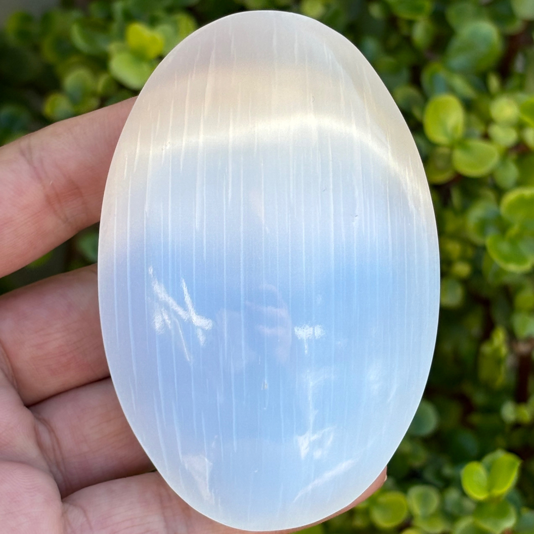 Selenite Palm Stone