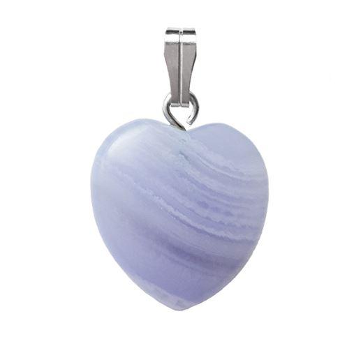 Blue Lace Agate Heart Pendant 15mm