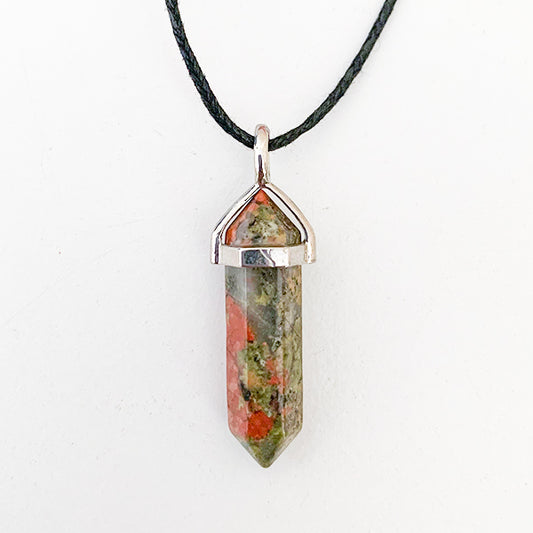 Unakite Point Pendant Necklace